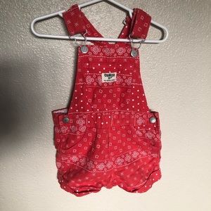 Oshkosh girls overalls- red paisley print